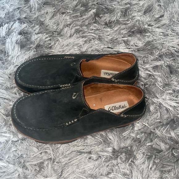 Men's OluKai Moloa Leather Loafers color BLACK/TOFFEE size 9.5 STYLE # 57452 - Picture 9 of 12